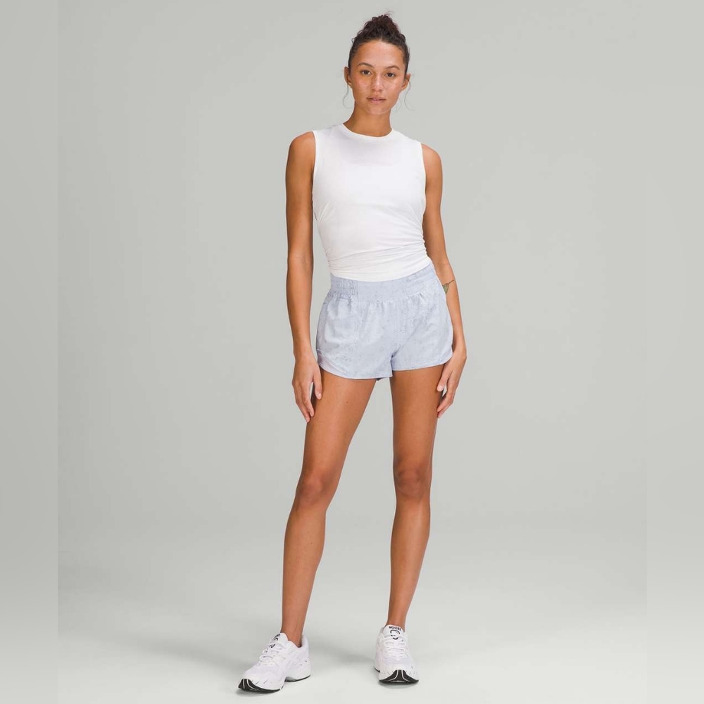 Lululemon Hotty Hot High-Rise Lined Short 2.5" in Gravel Dust Pastel Blue Multi